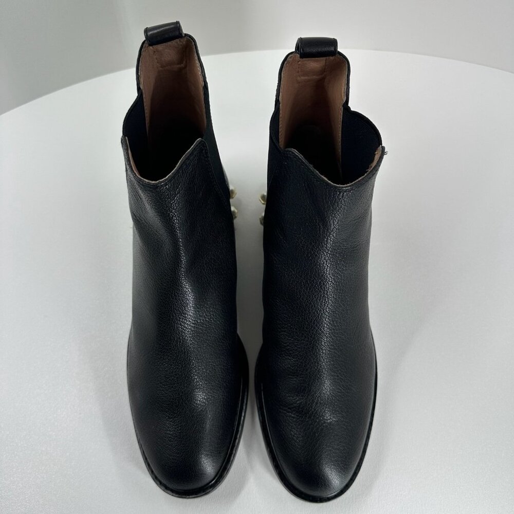 Louise et Cie Valtina Pearl Heel Chelsea Boots Women US 9M Pebbled Leather Black - Picture 9 of 13